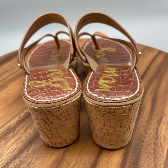 Sam Edelman Rasha Womens Size 7.5 M Brown Strap Wedge Sandals Shoes Cork Wedge - Picture 4 of 7